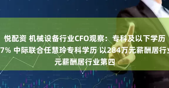 悦配资 机械设备行业CFO观察：专科及以下学历占比17% 中际联合任慧玲专科学历 以284万元薪酬居行业第四